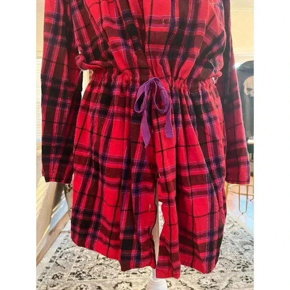 VICTORIA SECRET PLAID DRAWSTRING WAIST NIGHTGOWN SIZE LARGE - Picture 2 of 7